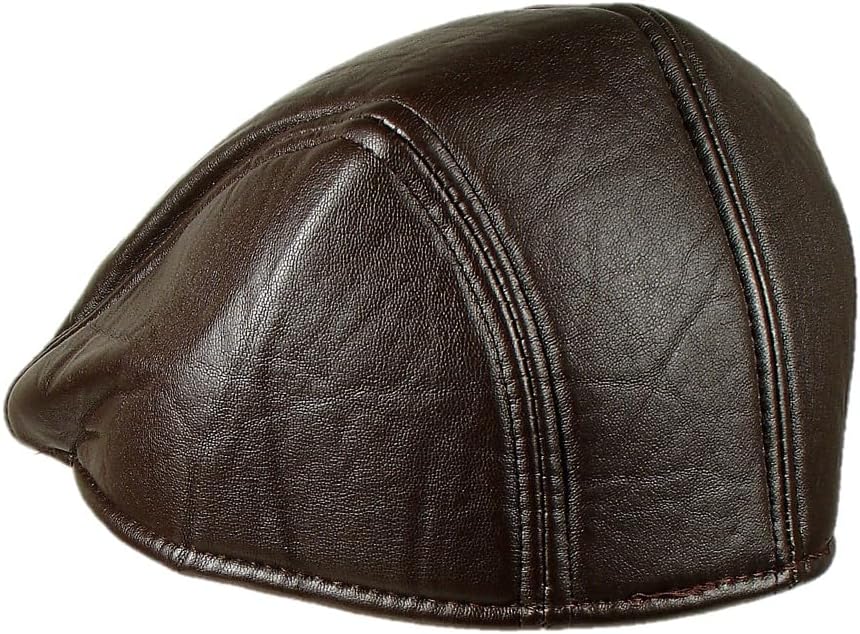Mrlahat Ivy Cap Gatsby Newsboy Faux Leather Hat Golf Driving Flat Cab Unisex Hat