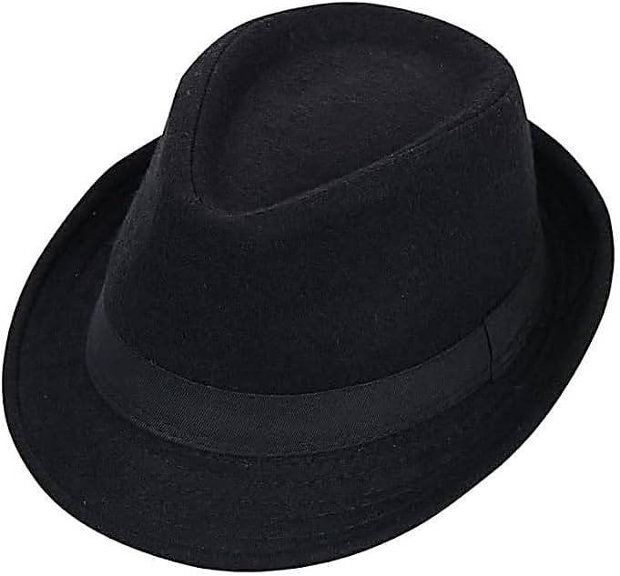 Mrlahat Unisex Classic Trilby Fedora Casual Manhattan Short Brim Structured Gangster Panama Felt Hat
