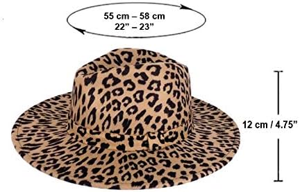 Fedora Leopard Style Women and Men Flat Wide Brim Warm Felt Retro Style Panama Hat