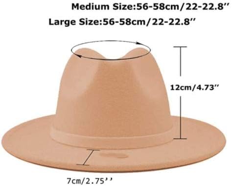 Women and Men Flat Wide Brim Warm Felt Fedora Hat Retro Style Panama Hat