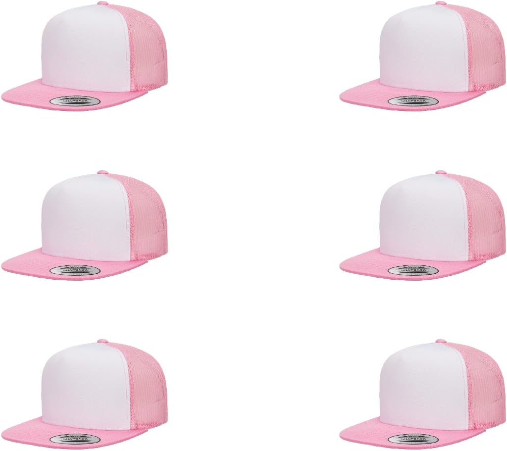 6Pcs Yupoong 5 Panel 6006 Yp by Flexfit Classic Trucker Snapback Hat Cap