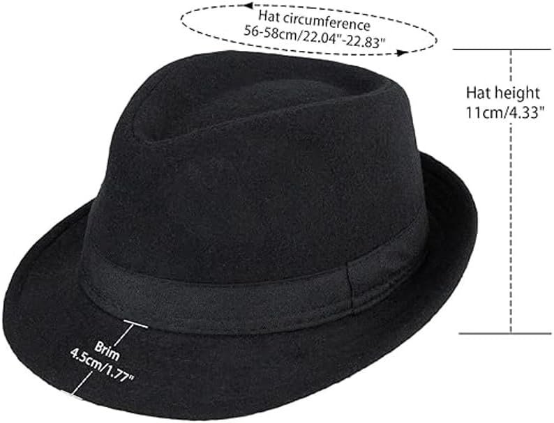 Mrlahat Unisex Classic Trilby Fedora Casual Manhattan Short Brim Structured Gangster Panama Felt Hat