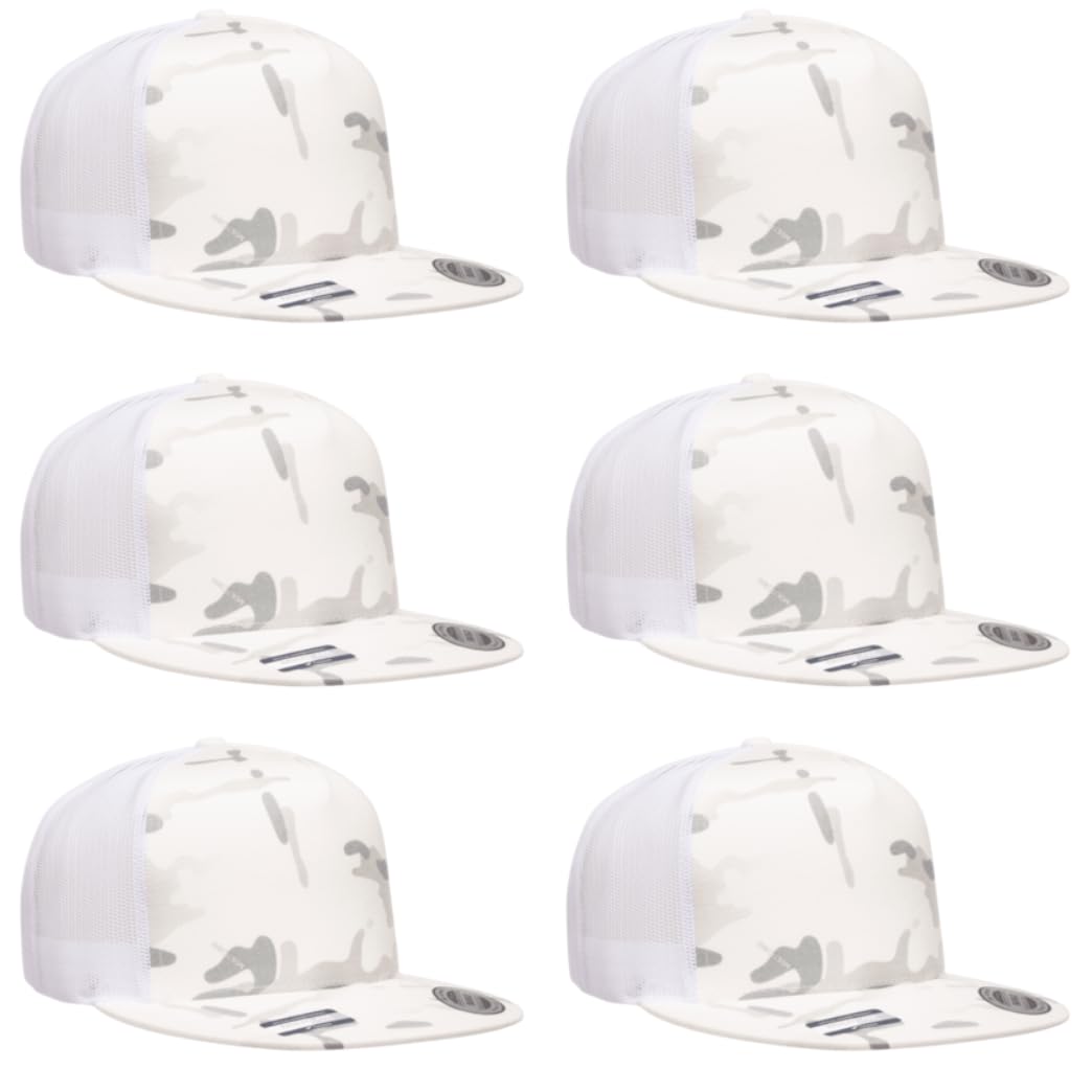 6Pcs Yupoong 5 Panel 6006 Yp by Flexfit Classic Trucker Snapback Hat Cap