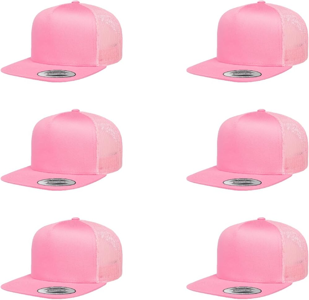 6Pcs Yupoong 5 Panel 6006 Yp by Flexfit Classic Trucker Snapback Hat Cap