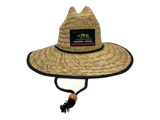 Classic Straw Sun Beach Hat Wide Brim with Chin Cord OSFM