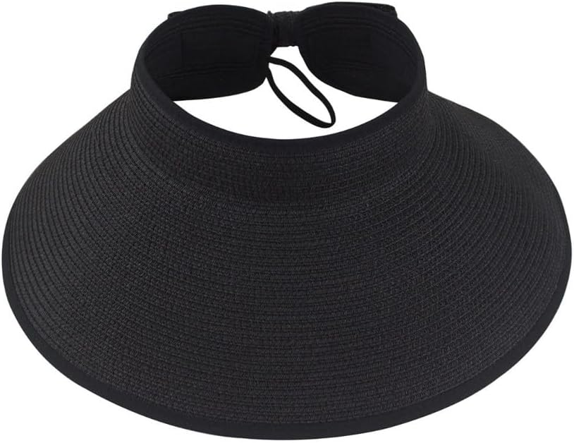 Women Sun Outdoor Visor Long Wide Brim Beach Straw Foldable Floopy Hat