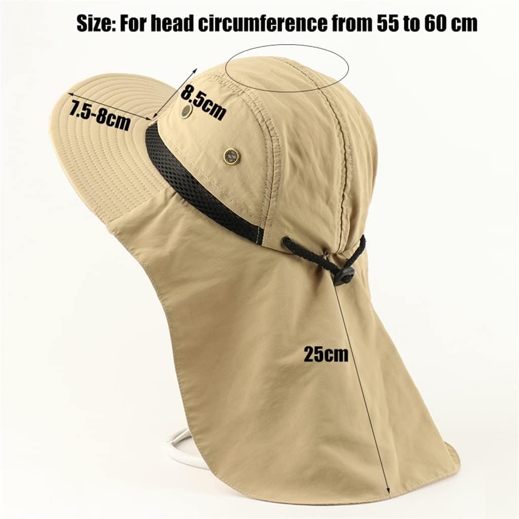 Summer UPF50+ Sun Adult Unisex Boonie Hat with Neck Flap Outdoor Long Wide Brim Fishing Bucket Hat (OSFM)