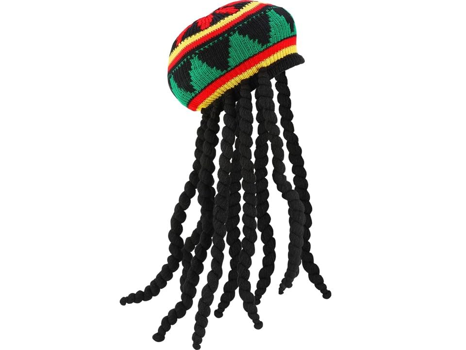 Rasta Unisex Hat with Black Dreadlocks Wig Cap