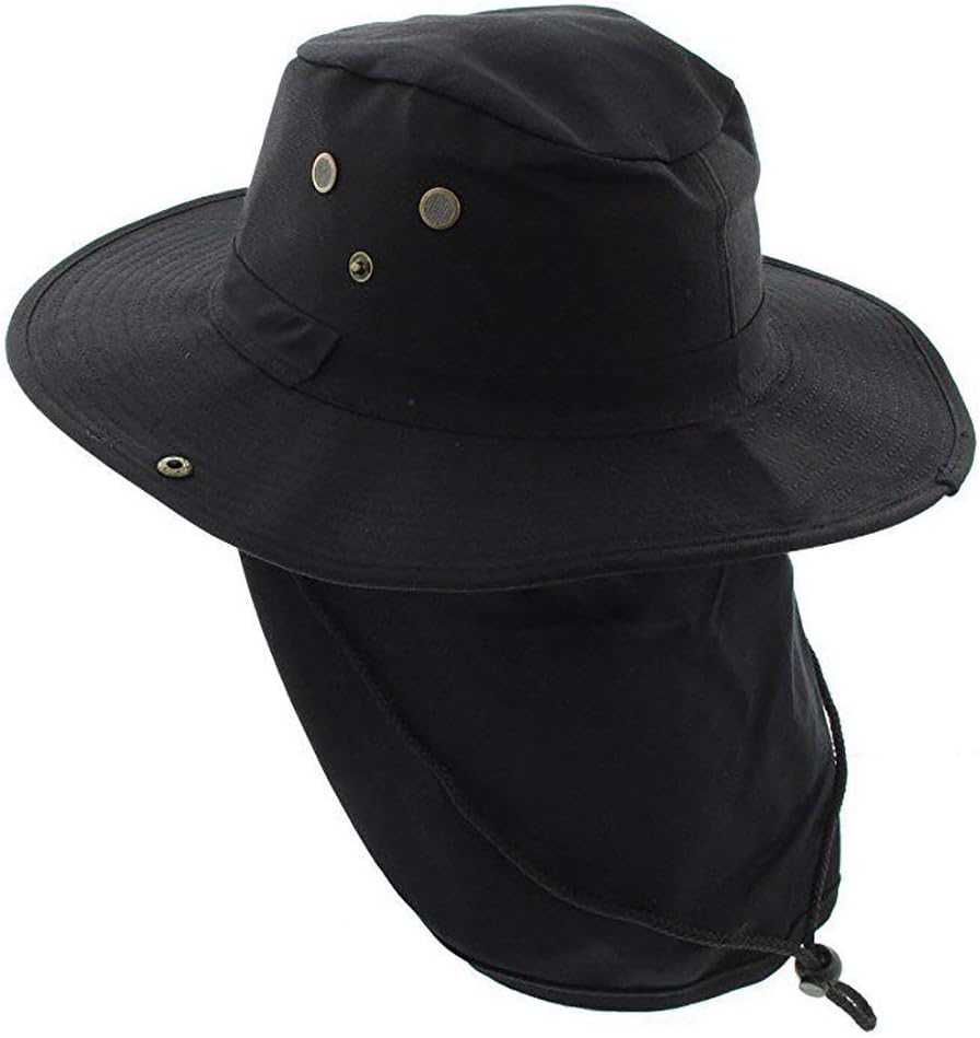 美品　wind and sea Twill Safari Hat BLACK 2Pieces Lightweight Surf Bucket Hat with Chin Straps Neck