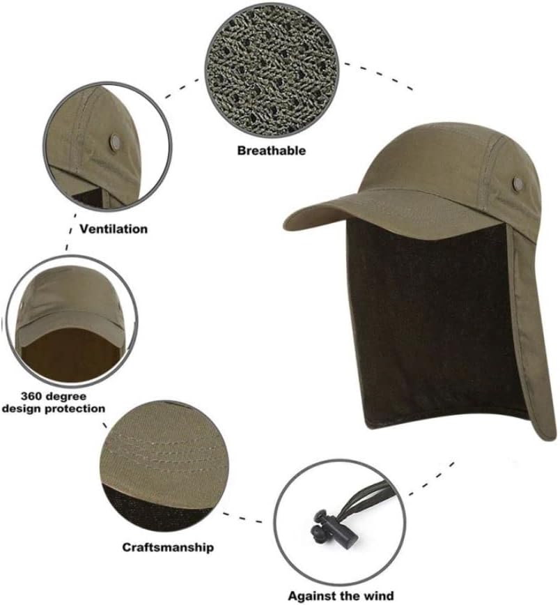 Adjustable Outdoors Fishing Cap with Long Ear and Neck Flap Sun Cover Unisex