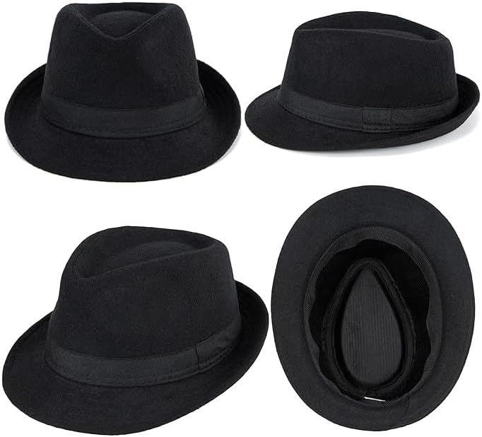 Mrlahat Unisex Classic Trilby Fedora Casual Manhattan Short Brim Structured Gangster Panama Felt Hat