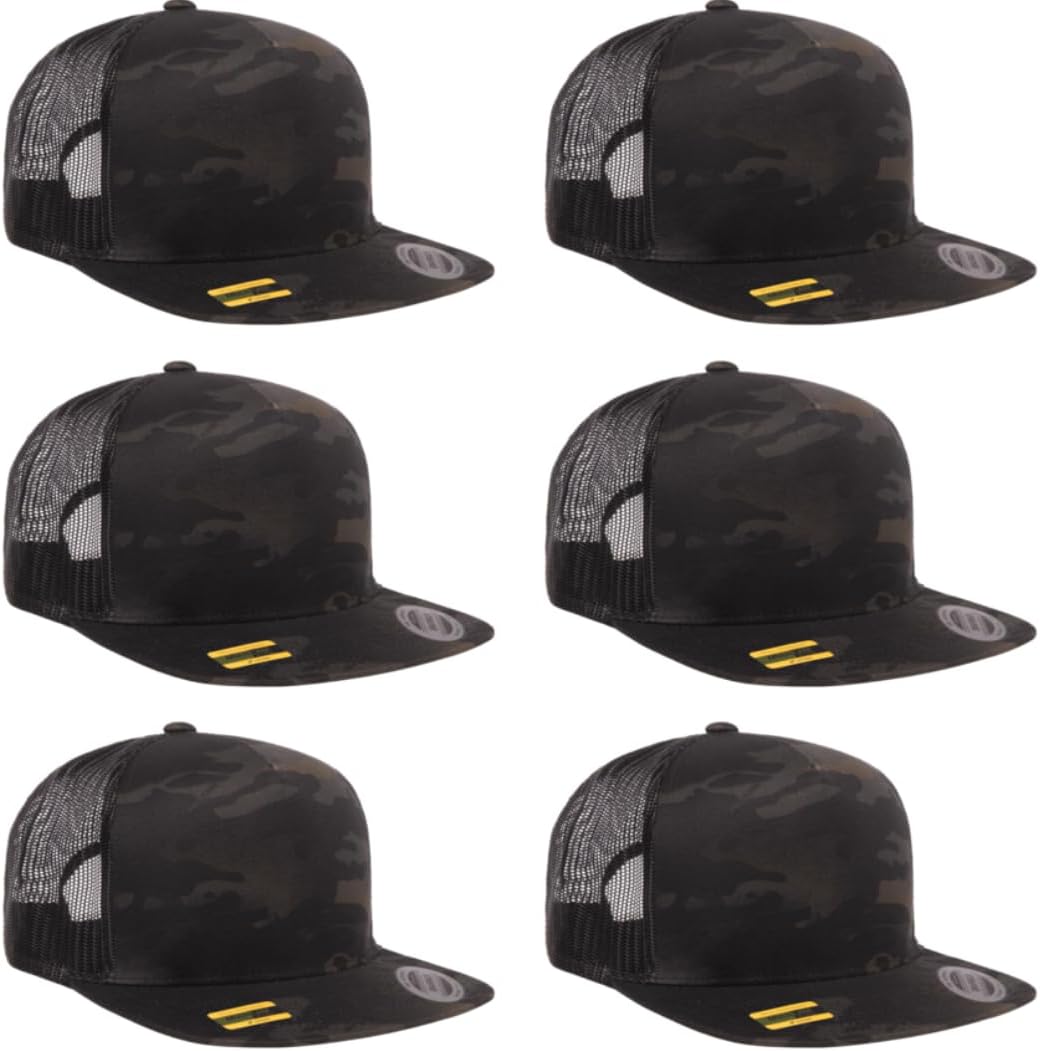 6Pcs Yupoong 5 Panel 6006 Yp by Flexfit Classic Trucker Snapback Hat Cap