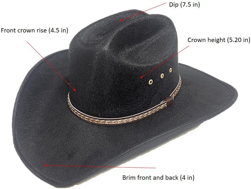 Western Cowboy & Cowgirl Hat Wide Brim Front Pinch Style