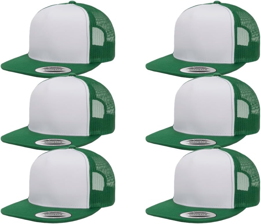 6Pcs Yupoong 5 Panel 6006 Yp by Flexfit Classic Trucker Snapback Hat Cap