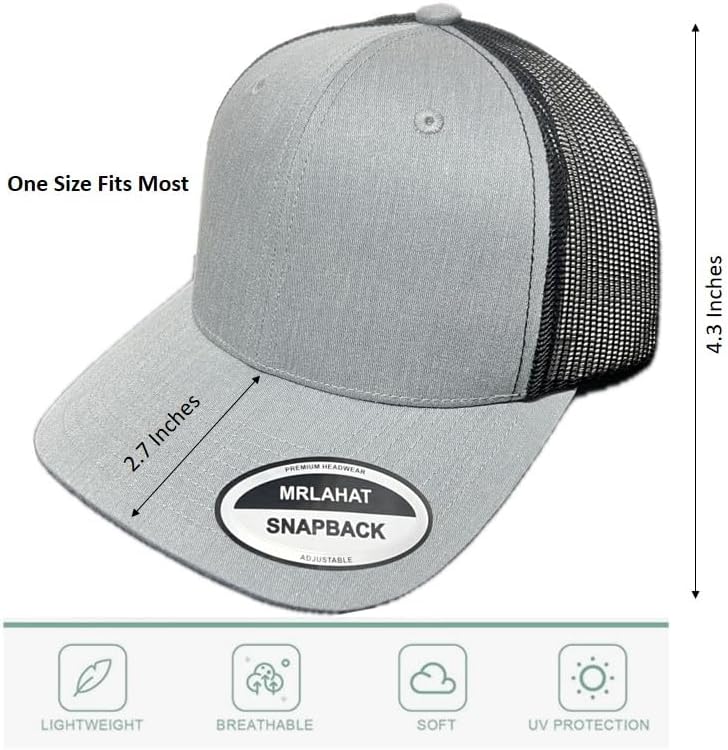 Mrlahat 6 Panel Retro Trucker Structured Baseball Cap Men and Women Hat Adjustable Snapback