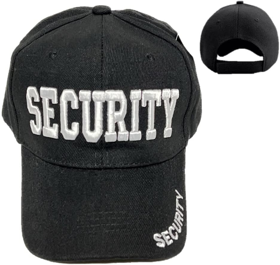 Security Baseball Cap Adjustable 3D Embroidered for Men Women Black