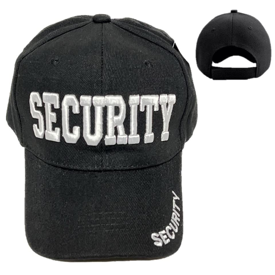 Security Baseball Cap Adjustable 3D Embroidered for Men Women Black