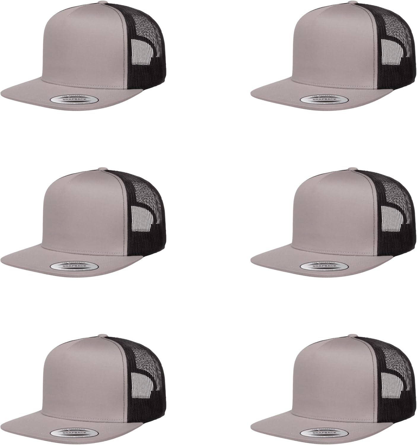 6Pcs Yupoong 5 Panel 6006 Yp by Flexfit Classic Trucker Snapback Hat Cap