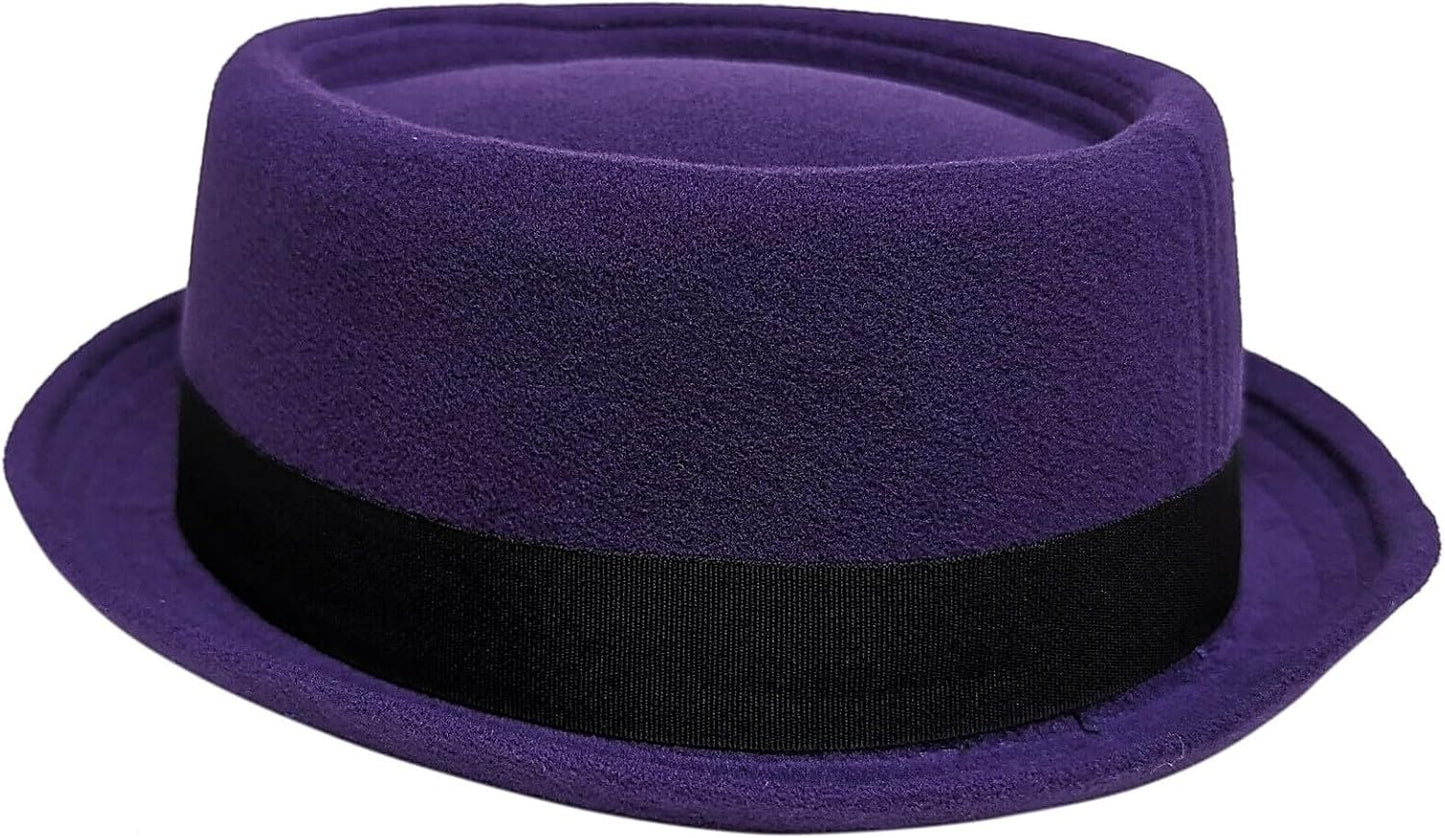 Porkpie All Season Unisex Derby Fedora Upturn Short Brim Wool Blend Hat