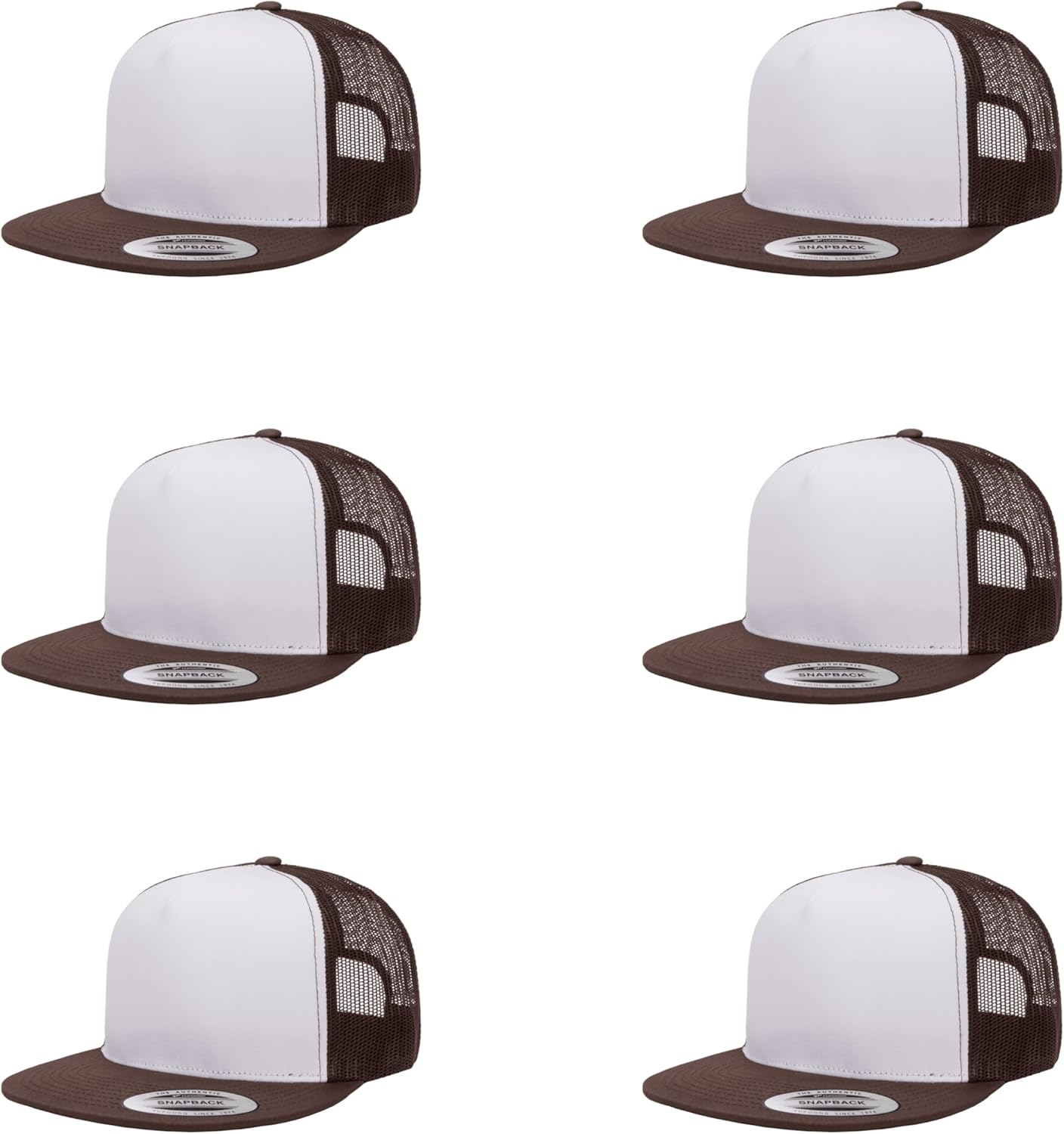 6Pcs Yupoong 5 Panel 6006 Yp by Flexfit Classic Trucker Snapback Hat Cap