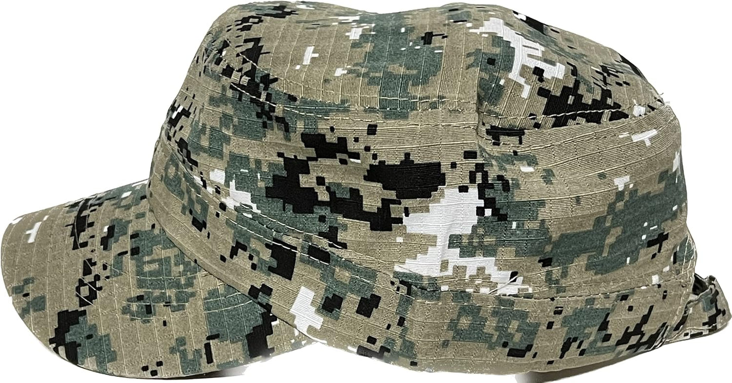 Camo Castro Cadet Army Caps Military Flat Top Baseball Dad Sun Hats Adjustable Metal Buckle