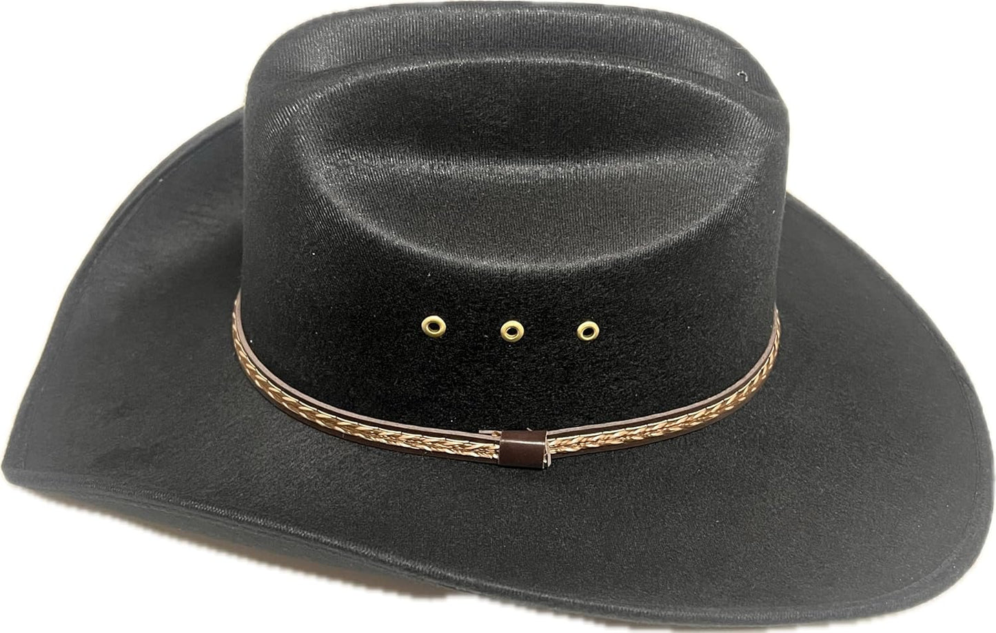 Faux Felt Western Cowboy & Cowgirl Hat Wide Brim Front Pinch Style