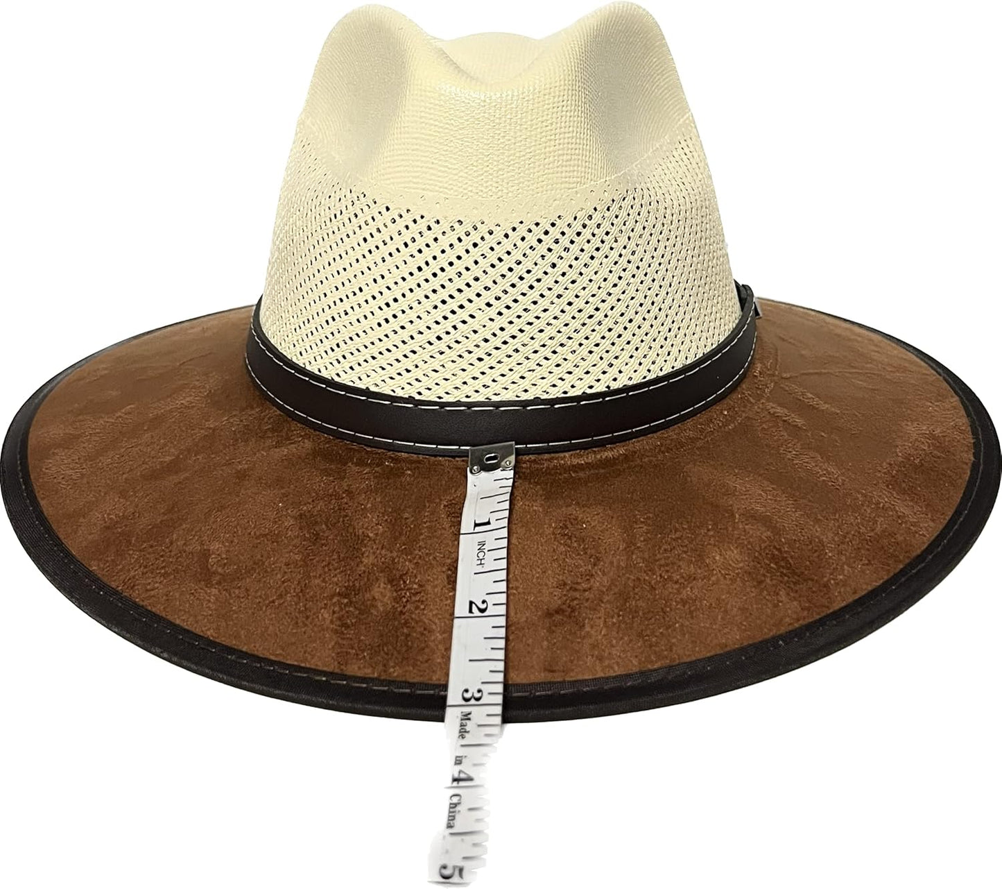 Wide Brim Western Cowboy Cowgirl Outdoor 2 Tone Faux Felt Band Style Sun Hat Vented Crown