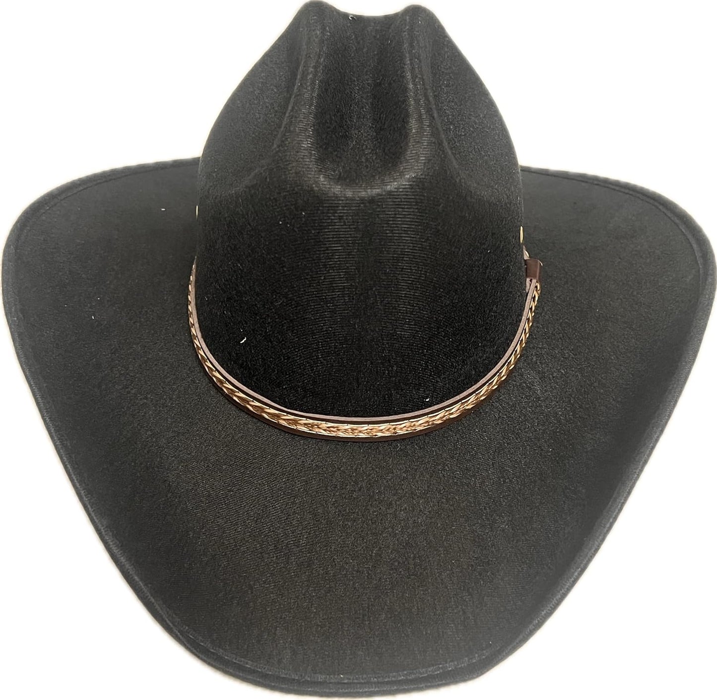 Faux Felt Western Cowboy & Cowgirl Hat Wide Brim Front Pinch Style