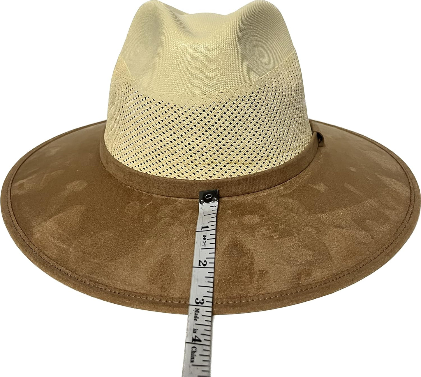 Wide Brim Western Cowboy Cowgirl Outdoor 2 Tone Faux Felt Band Style Sun Hat Vented Crown