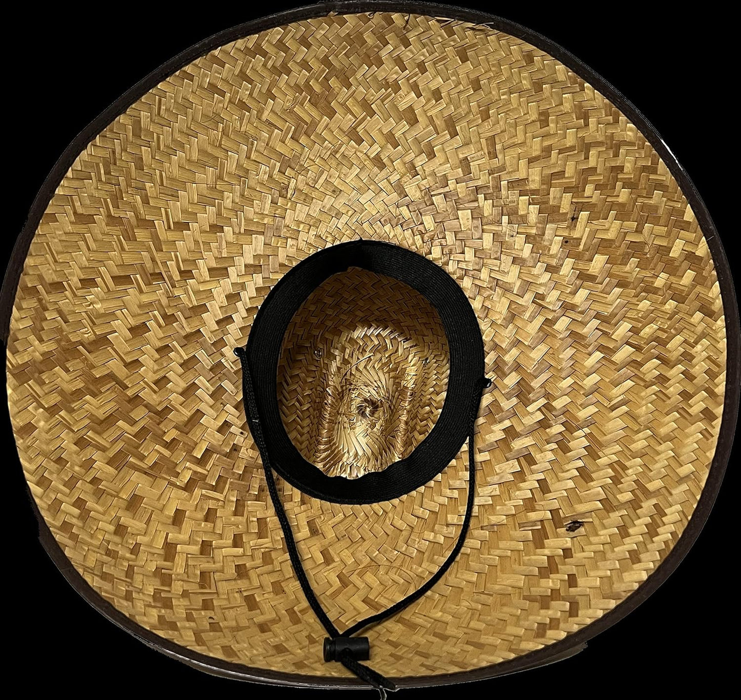 Extra Wide Brim Straw Sombreros Palma Lifeguard Style Sun Hat w/Chin Strap & Vented Crown OSFM Khaki