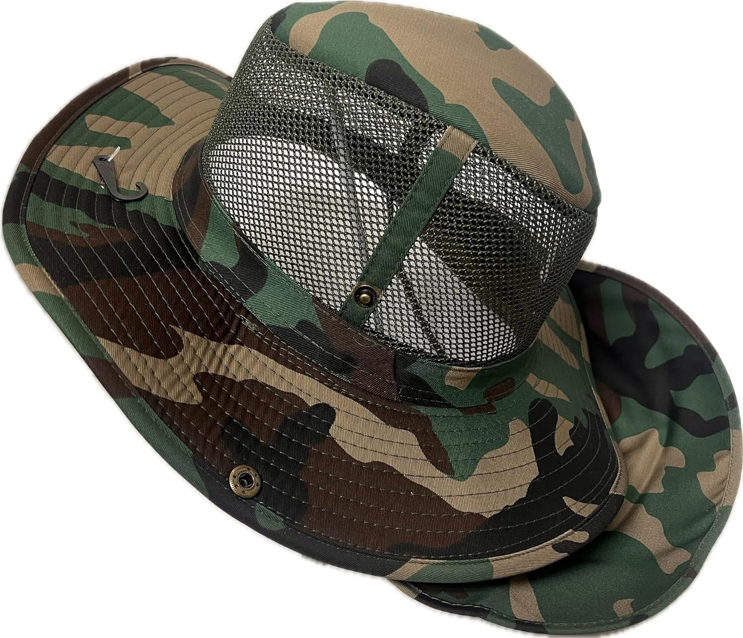 Adult Unisex Mesh Boonie Hat with Neck Flap Outdoor Long Wide Brim Fishing Bucket Hat