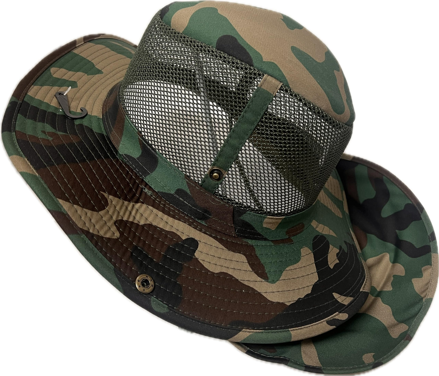 Adult Unisex Mesh Boonie Hat with Neck Flap Outdoor Long Wide Brim Fishing Bucket Hat