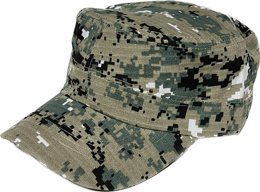 Camo Castro Cadet Army Caps Military Flat Top Baseball Dad Sun Hats Adjustable Metal Buckle