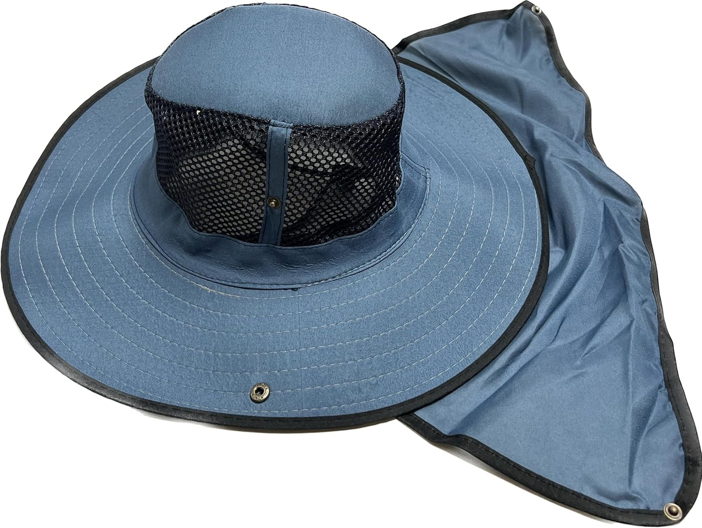 Summer Wide Brim Sun Adult Unisex Boonie Hat with Long Neck Flap Outdoor Long Fishing Bucket Hat