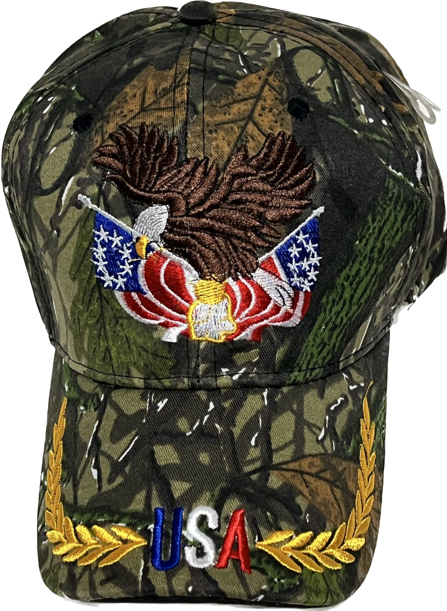 USA Camo Eagle Flag Baseball Cap Adjustable Embroidered Outdoor for Men Women